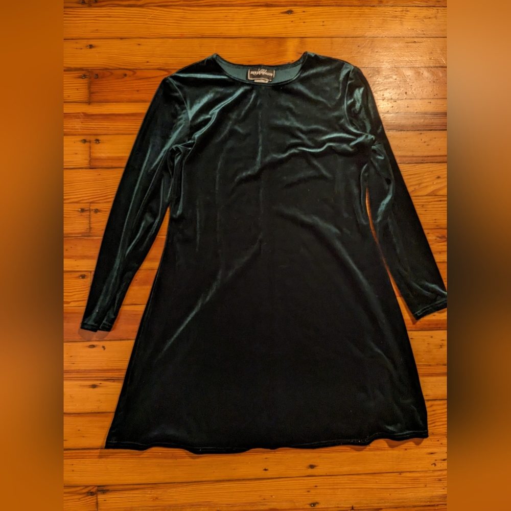 Hunter green velour skater dress